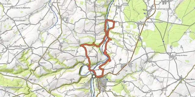 The Sur les hauteurs du val d'orne track on the OpenTopoMap map