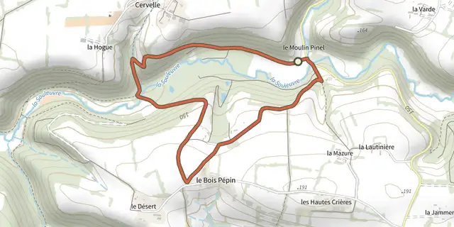 The Le sentier des jonquilles track on the OpenTopoMap map