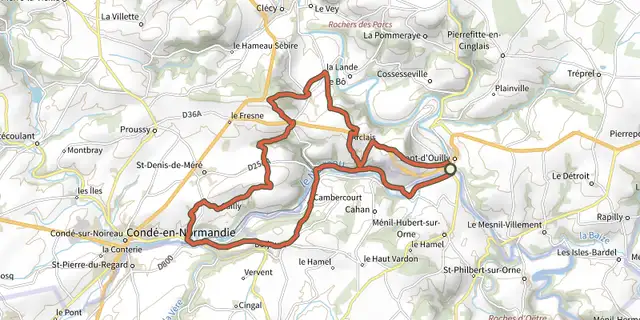Tracé de Circuit de la Vallée du Noireau sur le Plan IGN