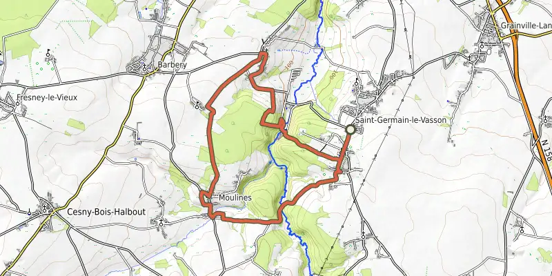 Carte du tracé de Le chemin de la mine sur OpenTopoMap, départ et points de passage numérotés