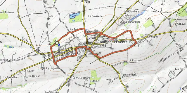 The La Butte de Caumont track on the OpenTopoMap map