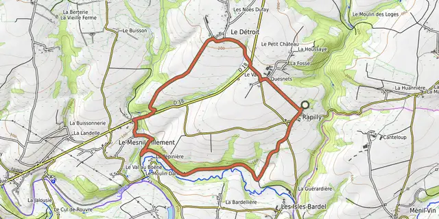 The La Vallée de la Baize track on the OpenTopoMap map