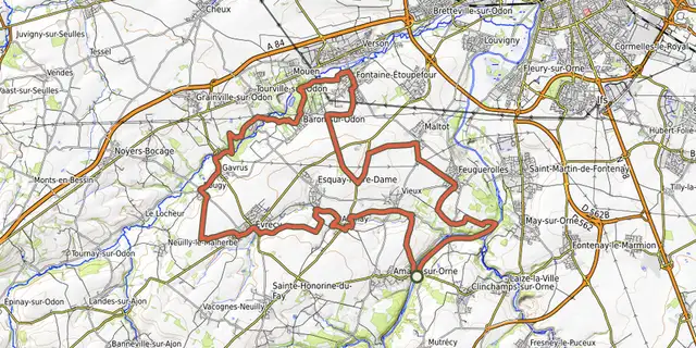 The Gravel Orne Odon 3 track on the OpenTopoMap map