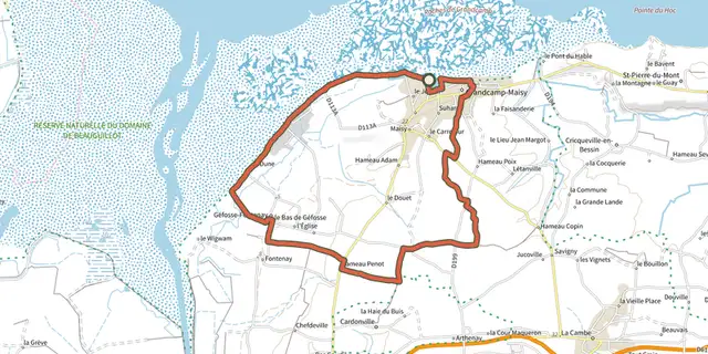 The Sur les bords des Veys track on the IGN map