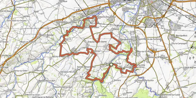 The Gravel Orne Odon 4 track on the OpenTopoMap map
