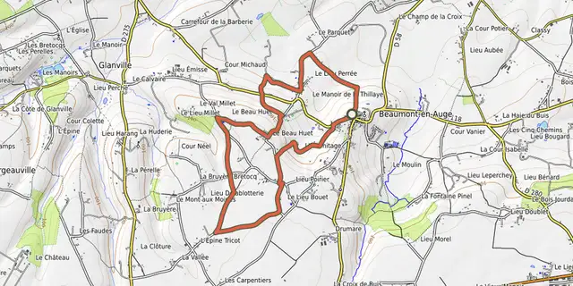 The Le chemin des Buttes track on the OpenTopoMap map