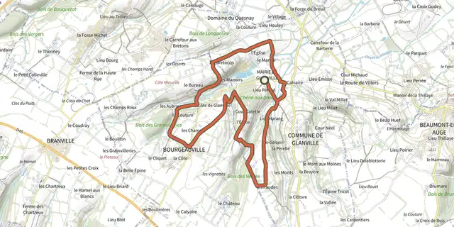 The De sources en fontaines track on the OpenTopoMap map