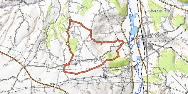 The Au coeur du Bocage track on the OpenTopoMap map
