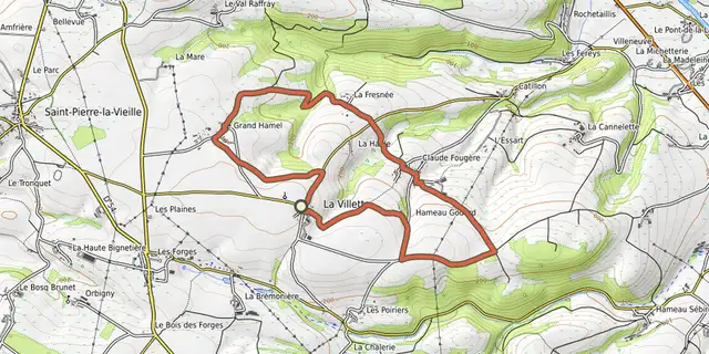 The Sur les hauteurs de la Villette track on the IGN map