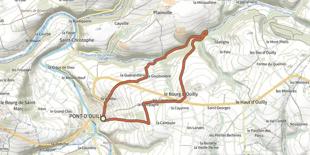 The Le Val la Hère track on the OpenTopoMap map