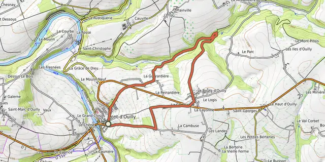 The Le Val la Hère track on the OpenTopoMap map
