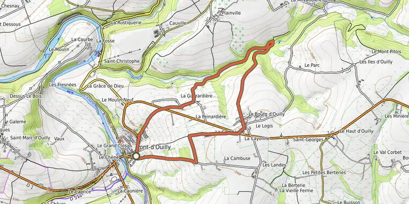 Carte du tracé de Le Val la Hère sur OpenTopoMap, départ et points de passage numérotés