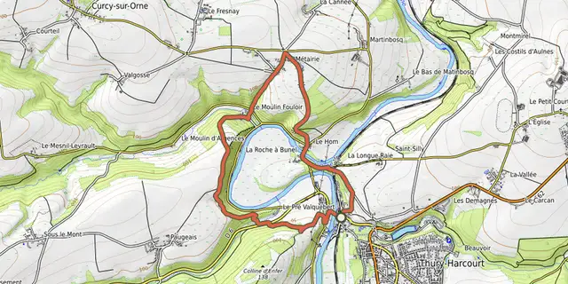 Tracé de La Boucle de l'Orne sur le Plan IGN
