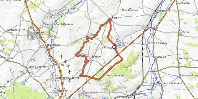 The Les Quatre Vents track on the OpenTopoMap map