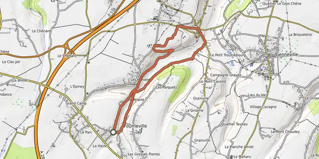 The A travers la vallée de l'Orange track on the OpenTopoMap map