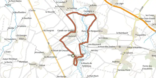 The La Vallée de la Seulles track on the IGN map