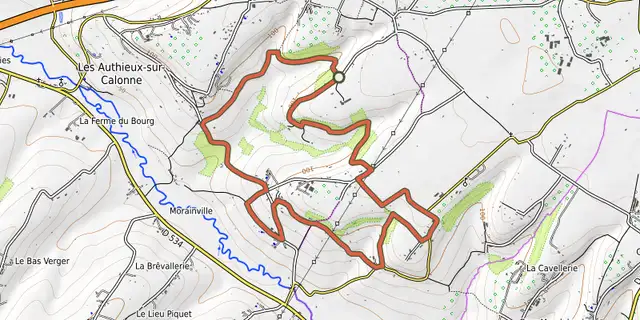 The Le ruisseau des fontaines track on the OpenTopoMap map