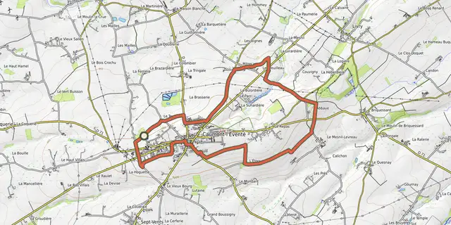 The La Butte de Caumont track on the OpenTopoMap map