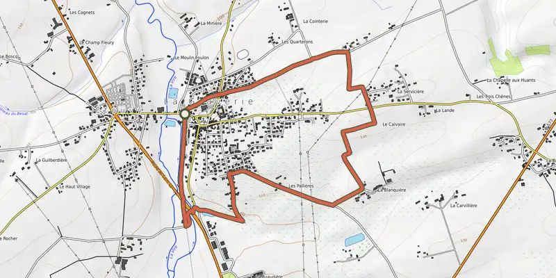Map of the Le circuit des hérissons track on the IGN map, with the start and numbered waypoints