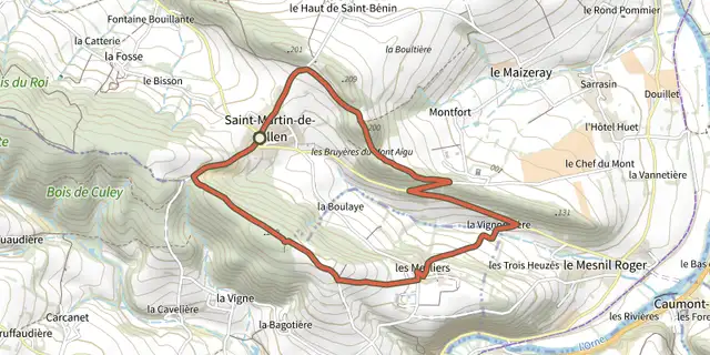 Tracé de Les Bruyères du Mont Aigu sur le Plan IGN