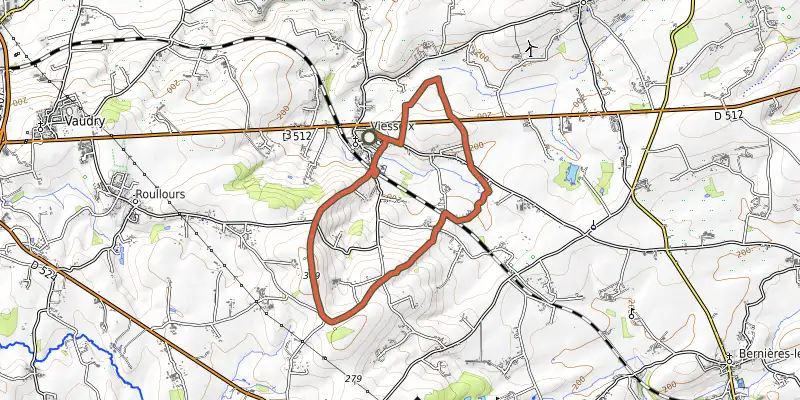 Carte du tracé de Le chemin des croix sur OpenTopoMap, départ et points de passage numérotés
