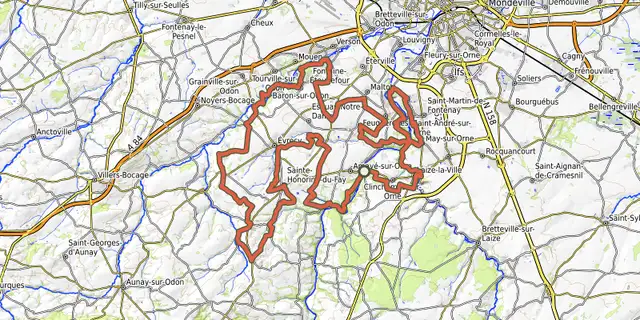 The Gravel Orne Odon 5 track on the OpenTopoMap map