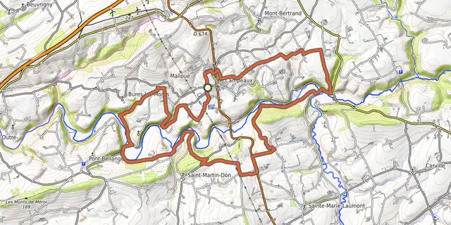 The Les gorges de la Vire track on the IGN map