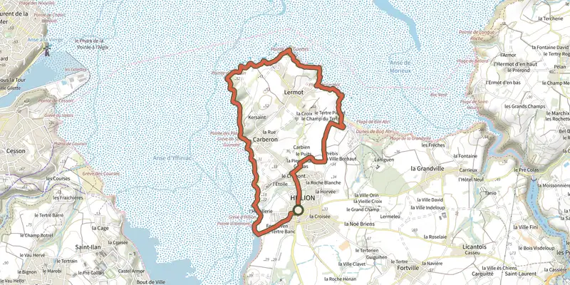 Carte du tracé de Panoramas sur la Réserve Naturelle sur le Plan IGN, départ et points de passage numérotés