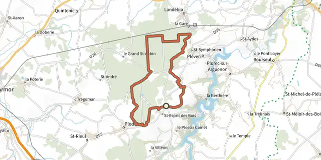 The VTT La forêt de la Hunaudaye n°9 track on the IGN map