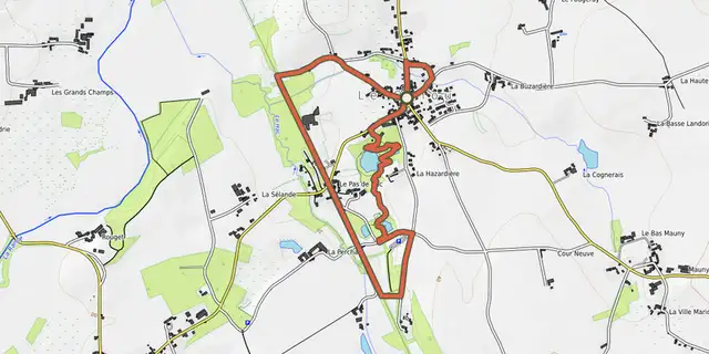Tracé de Voyage nature en Pays des Faluns sur la carte OpenTopoMap