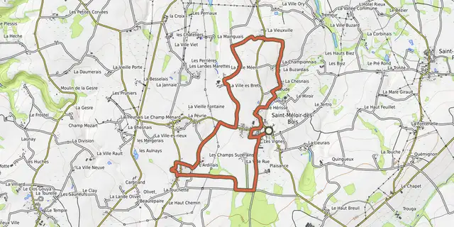 The Balade mélorienne par sentes et viettes track on the IGN map
