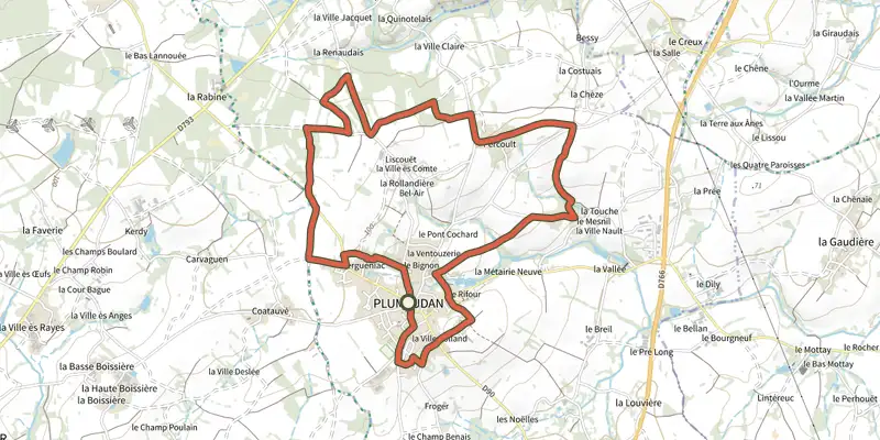 Map of the Dans l'air de Plum' track on the IGN map, with the start and numbered waypoints