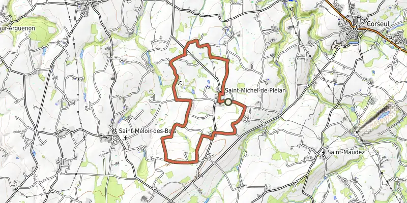 Carte du tracé de La clé des champs sur le Plan IGN, départ et points de passage numérotés