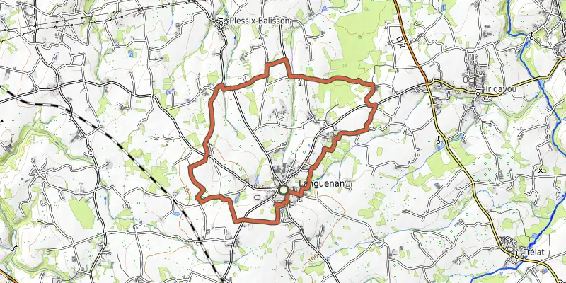 Map of the Circuit de Saint Kenan track on OpenTopoMap, with the start and numbered waypoints