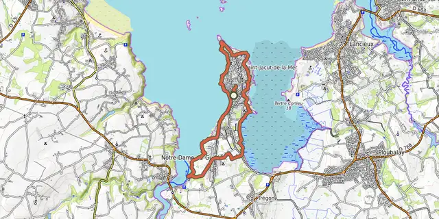 The Circuit de l'entre deux baies track on the OpenTopoMap map