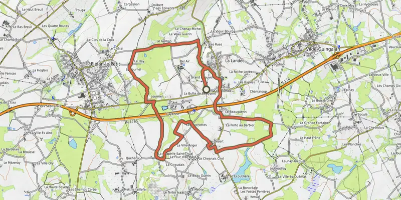Carte du tracé de Circuit de la vallée sur OpenTopoMap, départ et points de passage numérotés