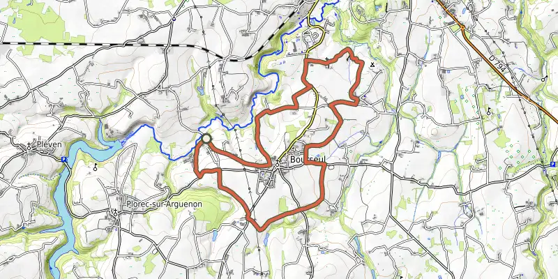 Map of the Circuit de la Boitardais track on OpenTopoMap, with the start and numbered waypoints