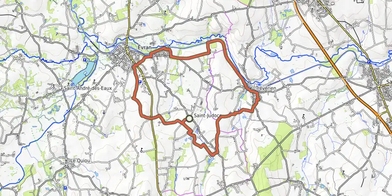 Map of the Circuit du Linon track on OpenTopoMap, with the start and numbered waypoints