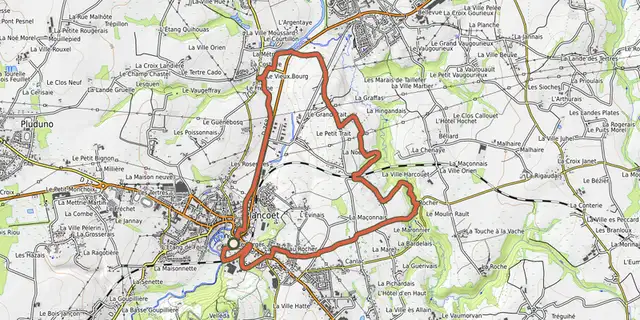 The Eau et nature (variante) track on the OpenTopoMap map