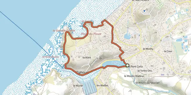 The Pléneuf Val-André - Le Tour de la Pointe de Dahouët track on the IGN map