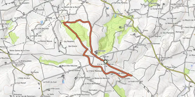 Tracé de Sur le toit des Côtes d'Armor sur la carte OpenTopoMap