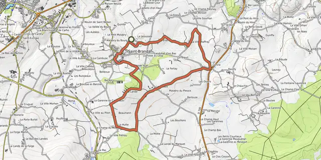 The Saint-Brandan par les chemins track on the OpenTopoMap map