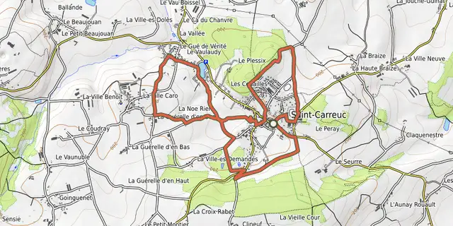 The Balade au bourg de paille track on the OpenTopoMap map
