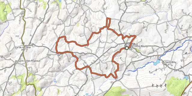 The Circuit des mégalithes track on the OpenTopoMap map