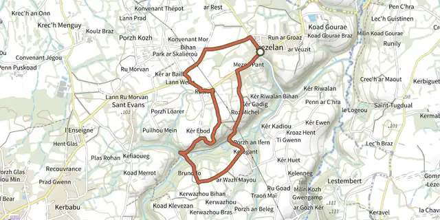Tracé de Circuit de Trézélan sur le Plan IGN
