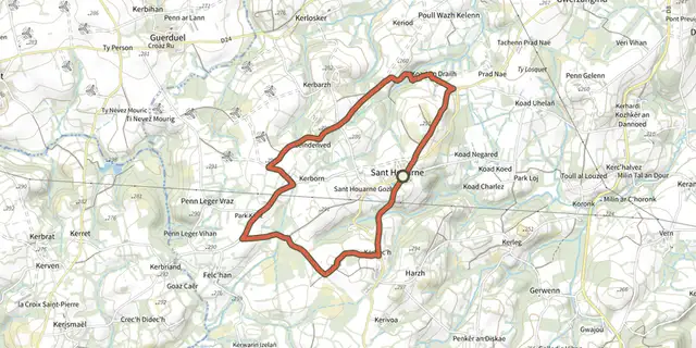 Tracé de Tro Saint-Houarneau sur le Plan IGN
