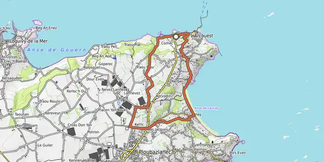 The Circuit de la pointe de l'Arcouest track on the OpenTopoMap map