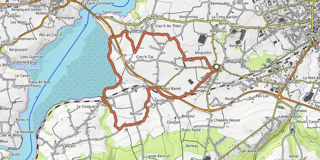 The De Plounez au Trieux - Paimpol track on the OpenTopoMap map
