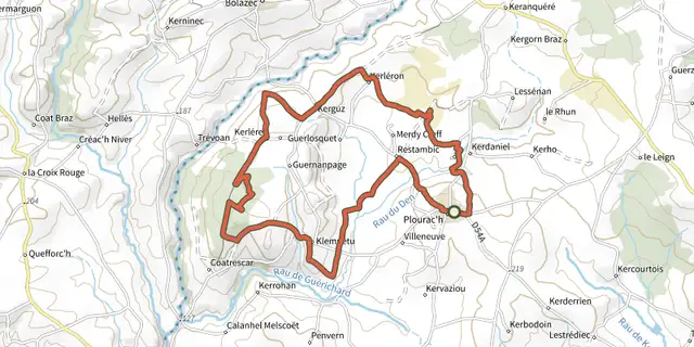 Tracé de Circuit de Hent an Lanniou - Plourac'h sur le Plan IGN