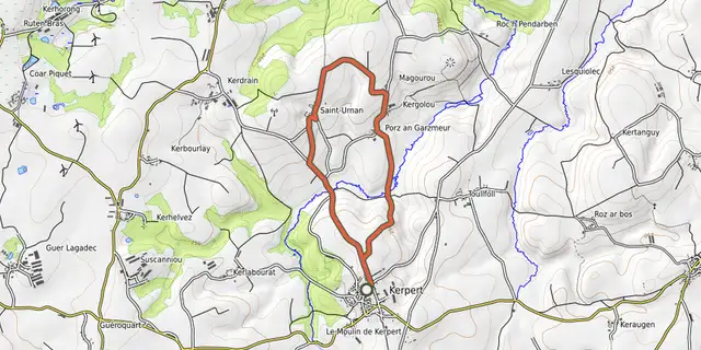 The Circuit de la Vallée track on the OpenTopoMap map